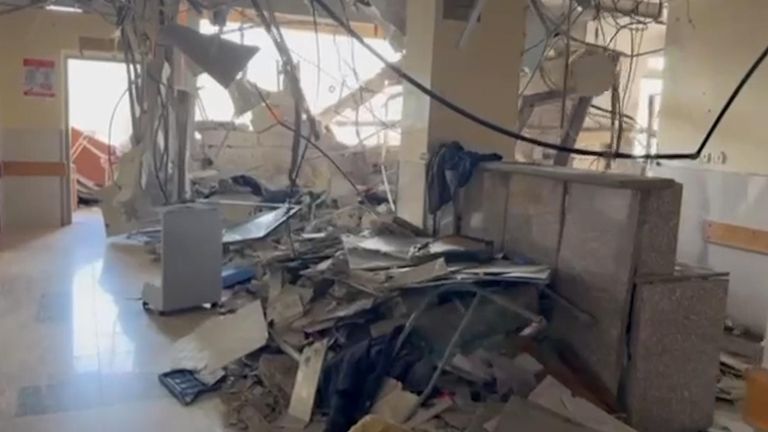 Destruction in the burns unit at Nasser hospital