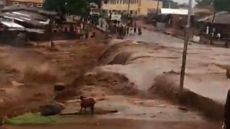 The heavy rains in Nigeria lasted for several hours, and media reports said a dam collapse in a nearby town had worsened the situation. 

