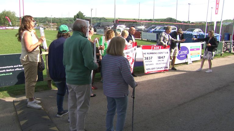 Campaigners outside a meeting of North Devon Council