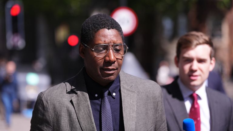 Art dealer Oghenochuko Ojiri outside Westminster Magistrates' Court on Friday. Pic: PA