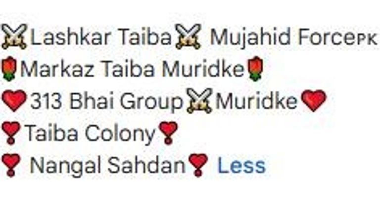 This screenshot from a Google user labels Lashkar-e-Taiba and ‘313’ and claims to be from Muridke.  