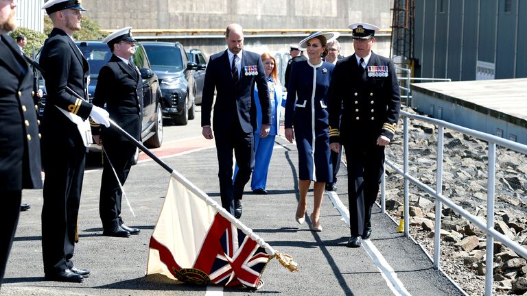 The Prince and Princess of Wales, known as the the Duke and Duchess of Rothesay when in Scotland, attend the naming ceremony for HMS Glasgow, at the BAE Systems shipyard in Scotstoun, Glasgow. Picture date: Thursday May 22, 2025. PA Photo. See PA story ROYAL Wales. Photo credit should read: Andy Barr/The Scottish Sun/PA Wire
