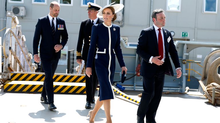 The Prince and Princess of Wales, known as the the Duke and Duchess of Rothesay when in Scotland, attend the naming ceremony for HMS Glasgow, at the BAE Systems shipyard in Scotstoun, Glasgow. Picture date: Thursday May 22, 2025. PA Photo. See PA story ROYAL Wales. Photo credit should read: Andy Barr/The Scottish Sun/PA Wire