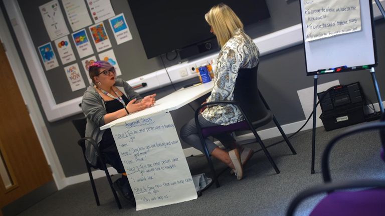 Charlie with Becks at the probation centre in Preston 
grab from Liz Bates VT for use in correspondent piece 
