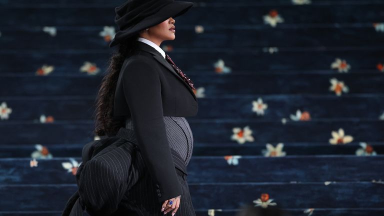 Rihanna with her baby bump. Pic: Reuters