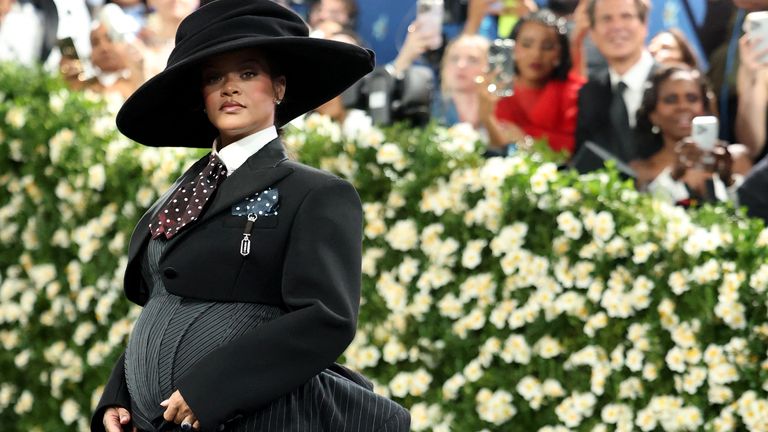 Rihanna with her baby bump. Pic: Reuters
