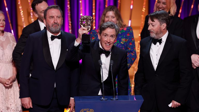 'Mr Cruises' aka Rob Brydon accepts Would I Lie To You's first BAFTA. Pic: BAFTA