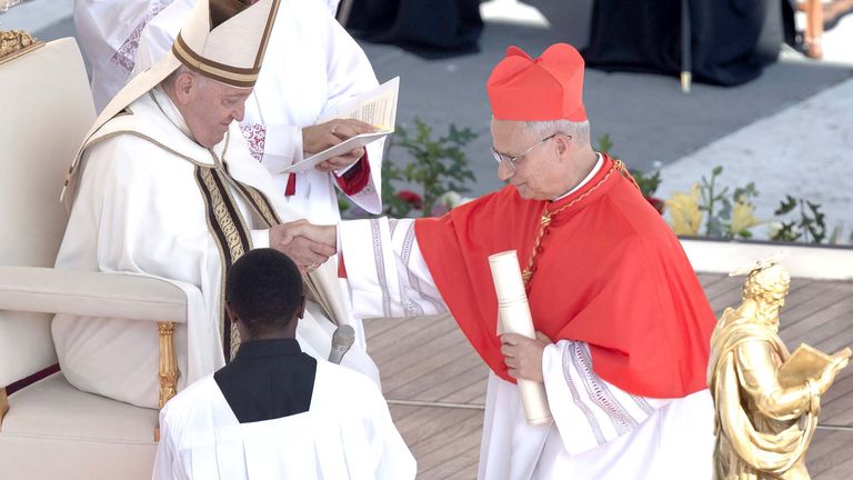 New Cardinal Robert Francis Prevost receives his biretta as he is appointed cardinal by Pope Francis in 2023.
Pic: Maria Grazia Picciarella/Shutterstock