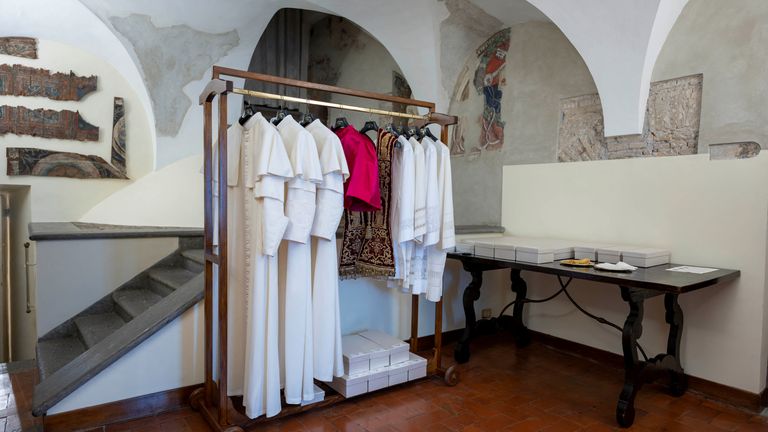 View of the "Room of Tears", a small room next to the Sistine Chapel where the newly elected Pope will don the white papal vestments for the first time.
Pic: Vatican Media/Reuters