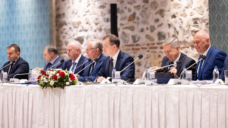 The Russian delegation. Pic: Reuters