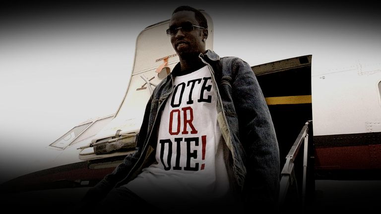 Diddy getting off a private jet during his heyday