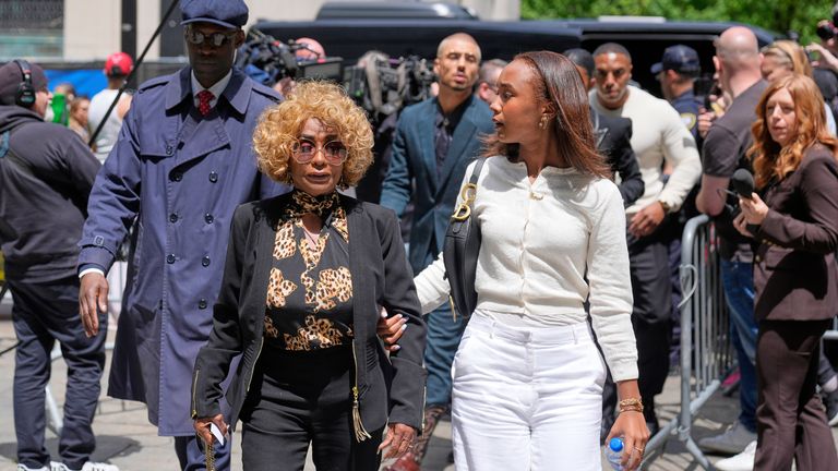 Sean "Diddy" Combs's mother Janice Combs, centre, was among those who attended court. Pic: AP
