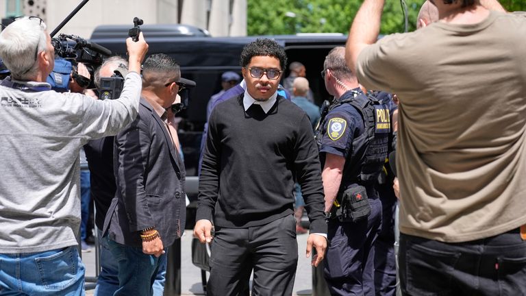 Sean "Diddy" Combs's son Justin Combs, centre. Pic: AP