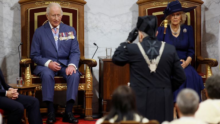 King Charles and Queen Camilla  visit the Senate.
Pic: Reuters