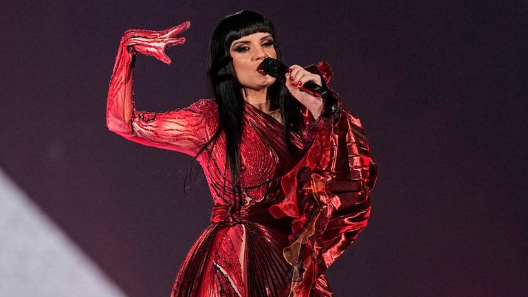 Shkodra Elektronike performing Zjerm for Albania. Pic: AP