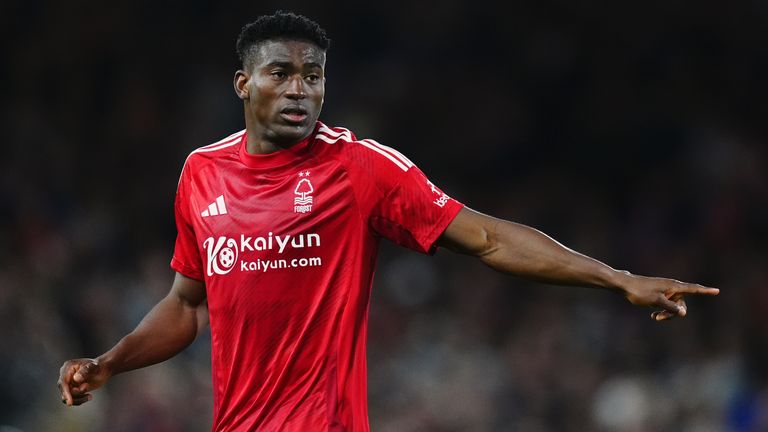 File photo dated 01-04-2025 of Nottingham Forest's Taiwo Awoniyi. Nottingham Forest striker Taiwo Awoniyi has been placed in an induced coma to aid his recovery from urgent abdominal surgery, the PA news agency understands. Issue date: Tuesday May 13, 2025.