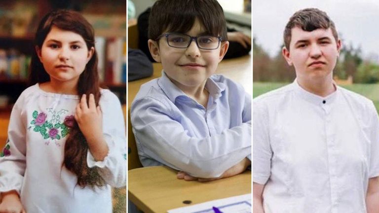 Ukrainian siblings Tamara, 12, Stanislav, eight, and Roman, 17, killed in Russian airstrike. Pic: X/@Mariana_Betsa