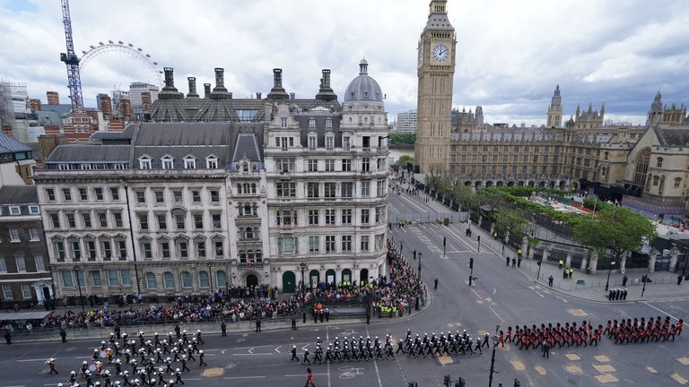 PABest Members of the armed forces leaving Parliament Square during a military procession marking the 80th anniversary of VE Day, and in honour of those who served during the Second World War, in central London. Picture date: Monday May 5, 2025.

