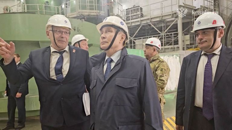 Vladimir Putin visits the under construction Kursk-II nuclear power plant  in the Kursk Region, Russia.
Pic: Kremlin.ru/Reuters