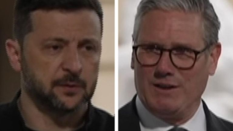 Volodymyr Zelenskyy and Sir Keir Starmer speak in Kyiv