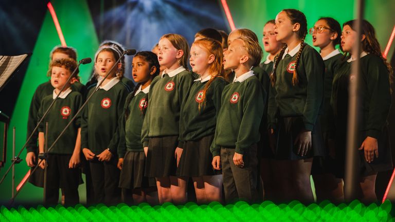 A choir competes at the 2024 Eisteddfod yr Urdd in Meifod, Powys. The annual youth festival is Europe's largest touring youth festival. Pic: Urdd Gobaith Cymru