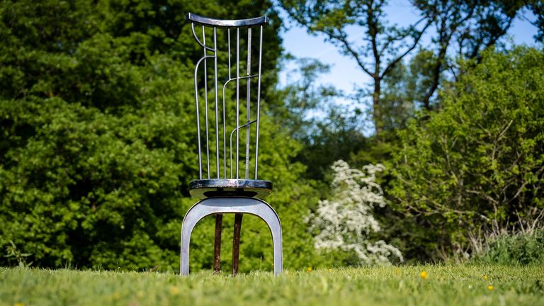 The chair at the 2025 Eisteddfod yr Urdd was created using some of the last pieces of steel produced at the Port Talbot steelworks. Pic: Urdd Gobaith Cymru