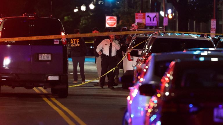 Police at the scene of the shooting near the Capital Jewish Museum in Washington DC. Pic: Reuters