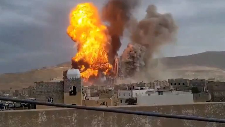 Israel launched airstrikes over Yemen&#39;s capital city, targeting infrastructure sites including the main airport. This strike comes after the Houthis attacked Israel&#39;s Ben Gurion Airport on Sunday.