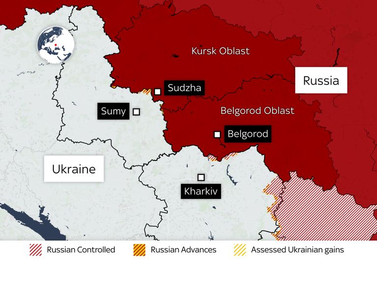 Ukrayna'nın Sumy bölgesini gösterecek bir harita