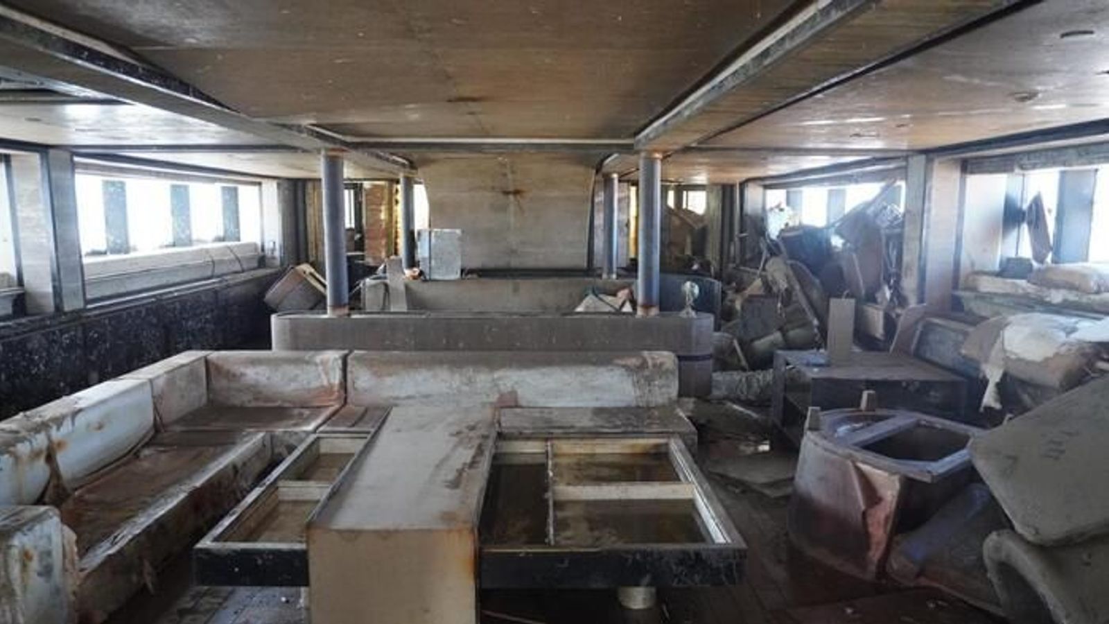 Pictures reveal inside of Bayesian sunken superyacht after it was resurfaced for full examination