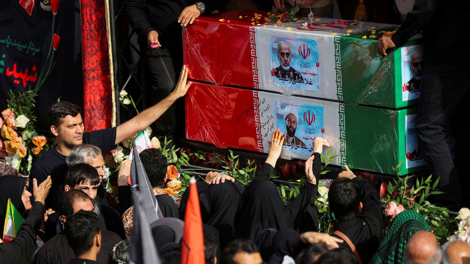 Chants of 'death to America' at funeral for Iranian military commanders and scientists