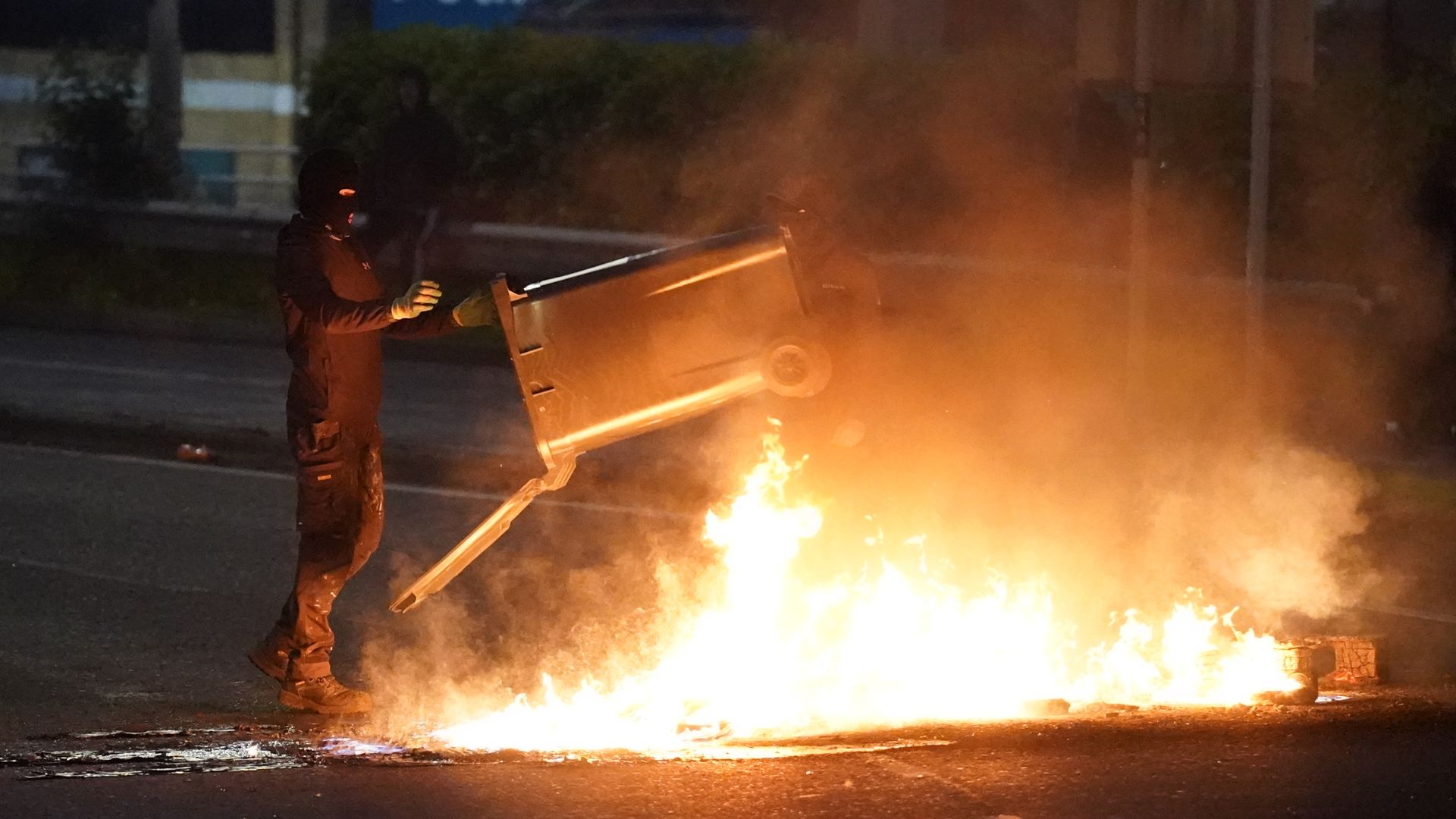 Fireworks, petrol bombs and glass bottles thrown at riot police as serious disorder in Ballymena deepens