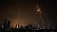 An Israeli military official said dozens of incoming missiles have been detected and they advised residents to move into bomb shelters.
