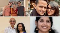 (Clockwise L-R): Heer (left) and Dhir Baxi, with their grandmother; Javed and Miriam Ali Syed; Renjitha Gopakumaran Nair; Raxa Modha (right)