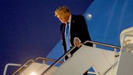 Donald Trump disembarks Air Force One after returning early from the G7 Leaders' Summit.
Pic Reuters