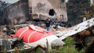 The crashed Air India plane in Ahmedabad India, 13 June. Pic: Reuters