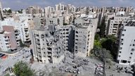A drone view shows an impacted residential site, following an early morning missile attack from Iran on Israel, in Be'er Sheva, Israel June 