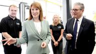 Keir Starmer and Rachel Reeves during a visit to Horiba Mira in Nuneaton.
Pic: PA