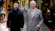 King Charles holds an audience with Volodymyr Zelenskyy at Windsor Castle.
Pic: PA