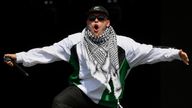 Mo Chara of Kneecap at Glastonbury. Pic: Reuters