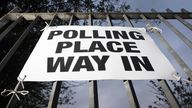 A sign at Broomhouse Community Hall polling station in Glasgow as voters across the UK prepared to elect a new government.