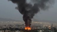 Smoke rises from a fire in Tehran, Iran, amid the Israel-Iran air war. Pic: Reuters