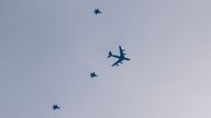 A US air tanker seen flying over England, accompanied by F-35 jets. Credit: Instagram/g.lockaviation 