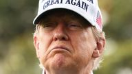 Donald Trump looks on during the installation of a new flagpole on the South Lawn at the White House.
Pic Reuters