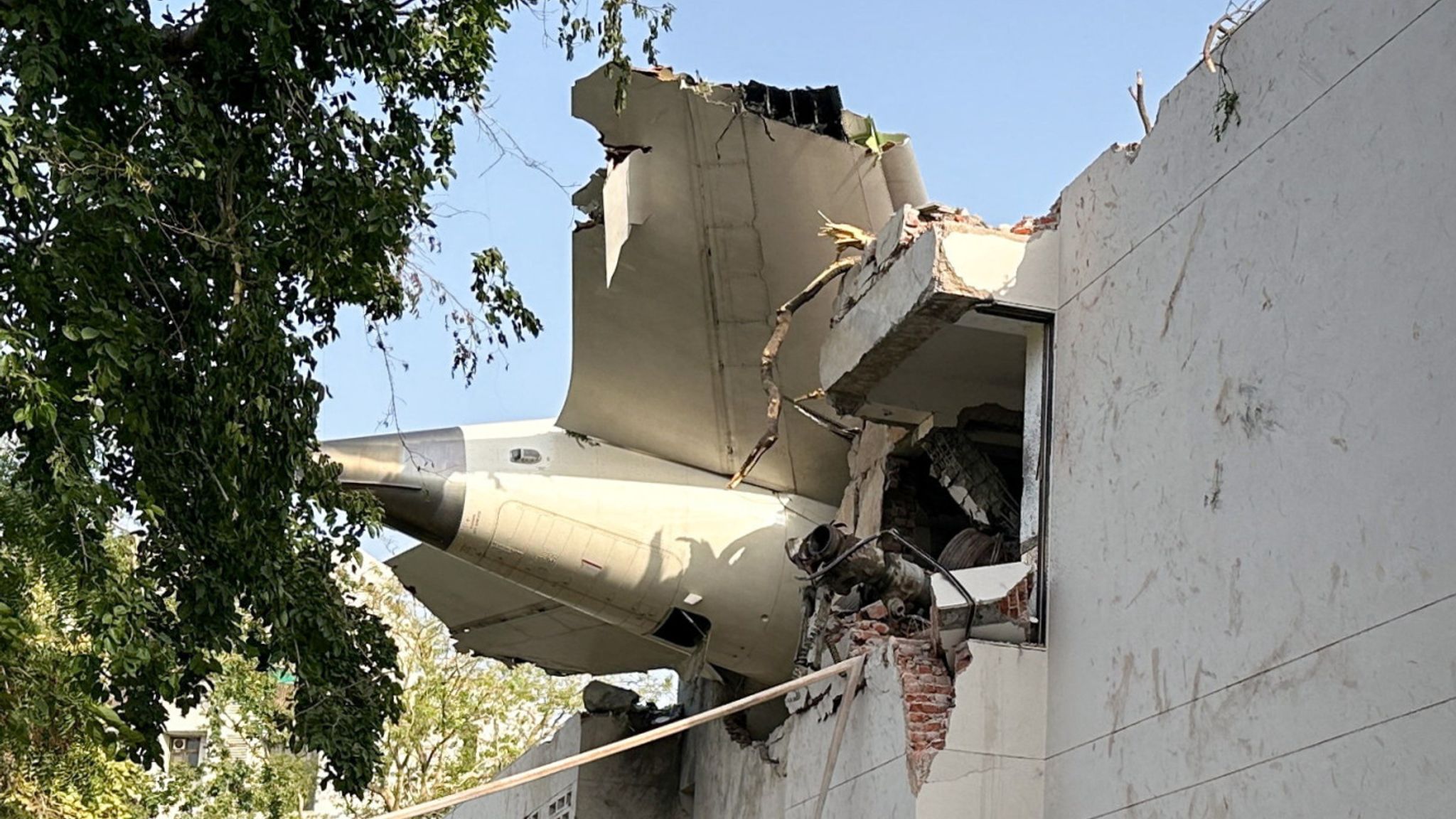 Air India crash Plane wreckage ripped apart medical hostel as students