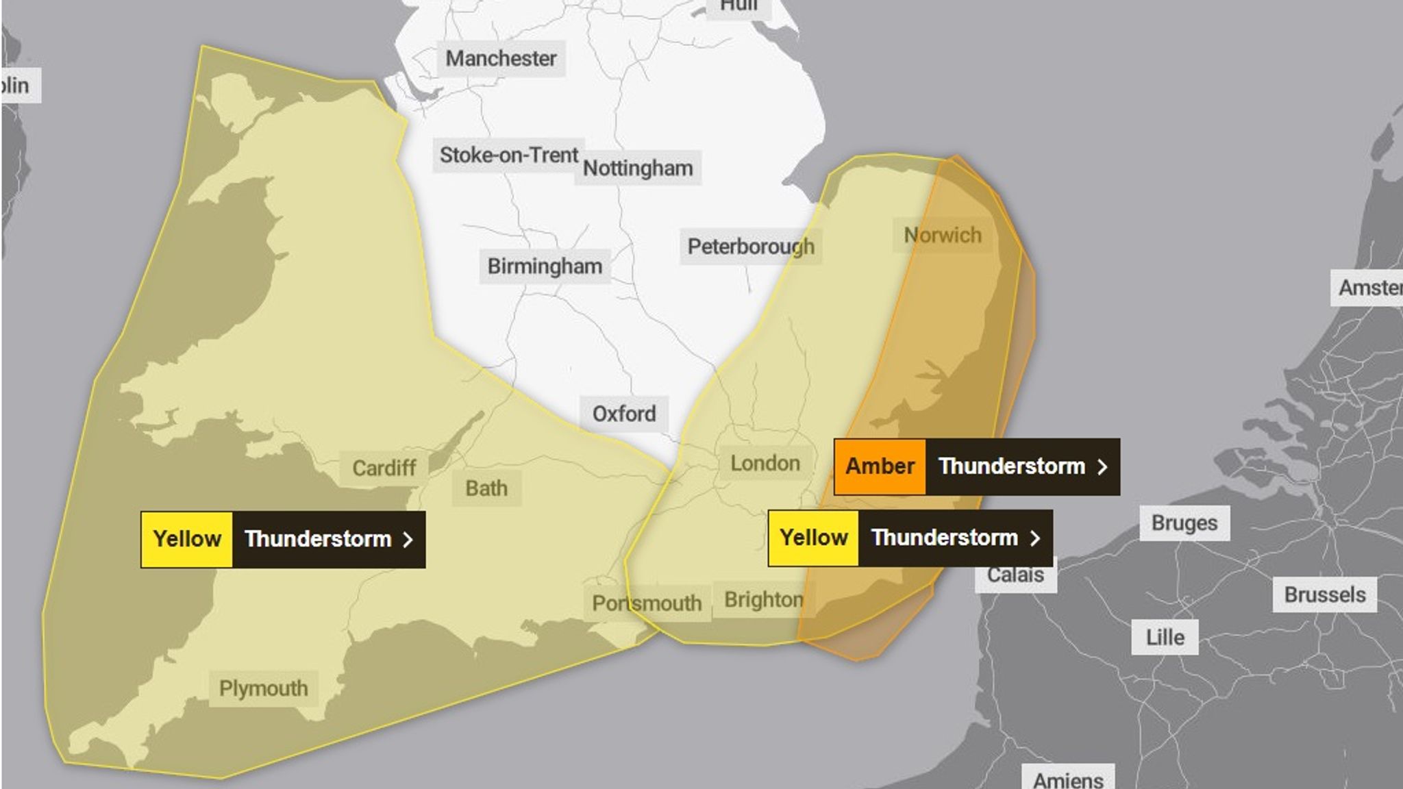'Danger to life' weather warning for thunderstorms set to hit UK | UK ...
