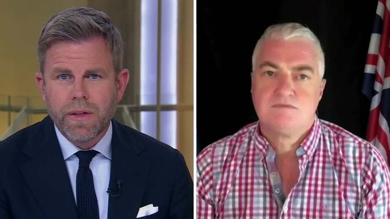 Matt Barbet speaking to a former British military intelligence officer.