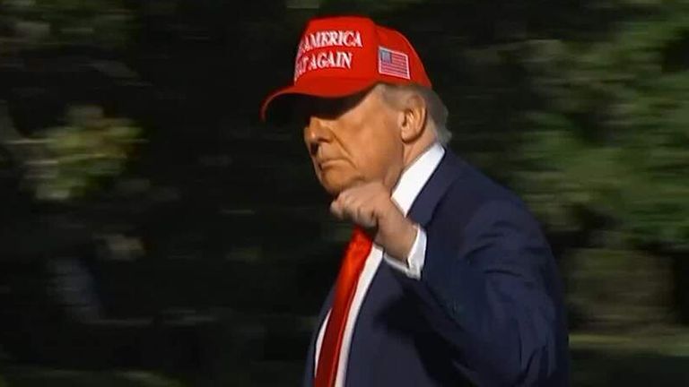 US President Donald Trump arrives at the White House.
