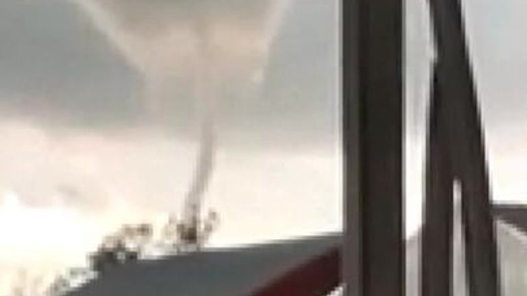 A huge tornado was spotted churning over a field in South Dakota, as severe storms swept the area.