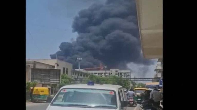 Smoke rises over after India plance crash